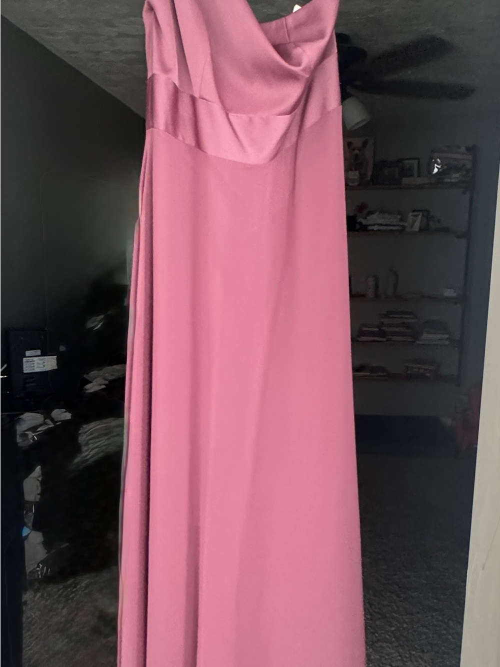 David’s bridal one shoulder bridesmaid dress color Chianti